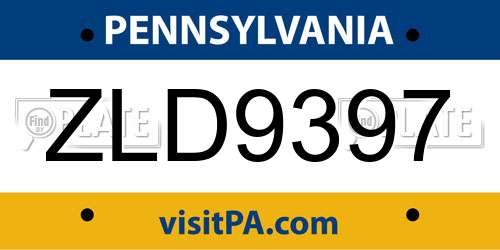 ZLD9397 Pennsylvania License Plate