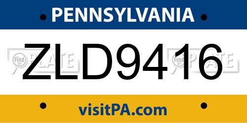 ZLD9416 Pennsylvania License Plate