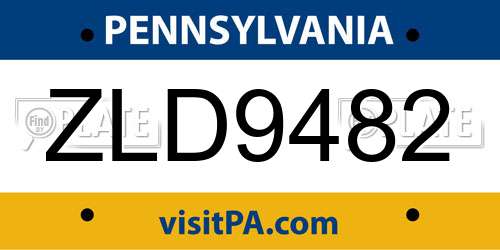 ZLD9482 Pennsylvania License Plate