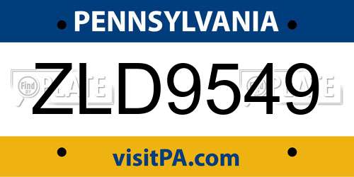 ZLD9549 Pennsylvania License Plate