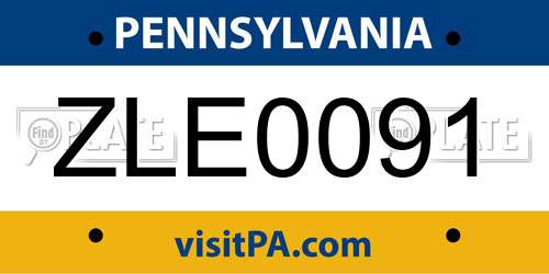 ZLE0091 Pennsylvania License Plate