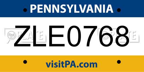 ZLE0768 Pennsylvania License Plate