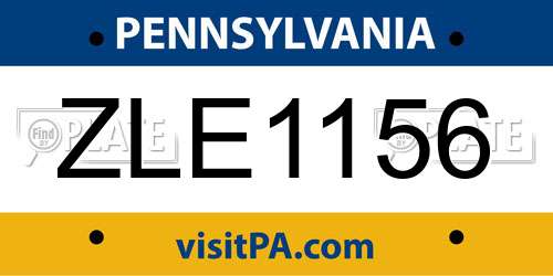 ZLE1156 Pennsylvania License Plate
