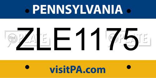 ZLE1175 Pennsylvania License Plate