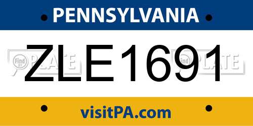 ZLE1691 Pennsylvania License Plate
