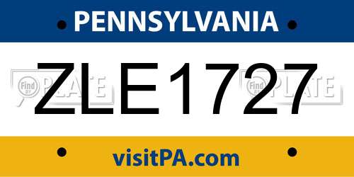 ZLE1727 Pennsylvania License Plate