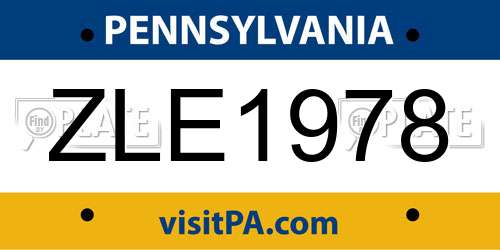 ZLE1978 Pennsylvania License Plate