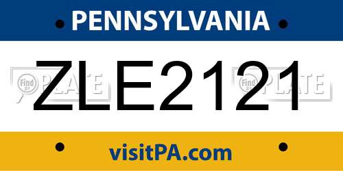 ZLE2121 Pennsylvania License Plate