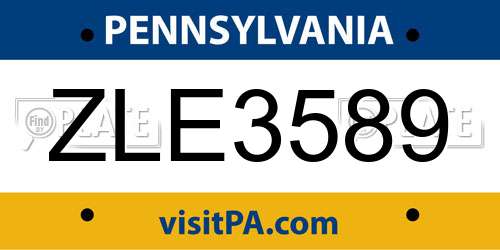 ZLE3589 Pennsylvania License Plate
