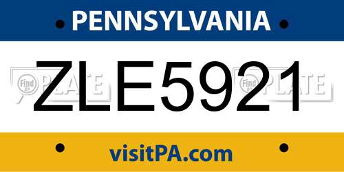ZLE5921 Pennsylvania License Plate