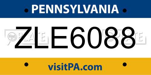 ZLE6088 Pennsylvania License Plate