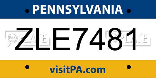 ZLE7481 Pennsylvania License Plate