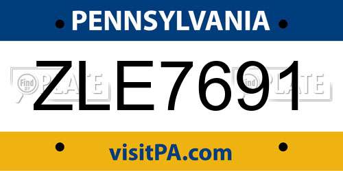 ZLE7691 Pennsylvania License Plate