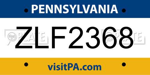 ZLF2368 Pennsylvania License Plate