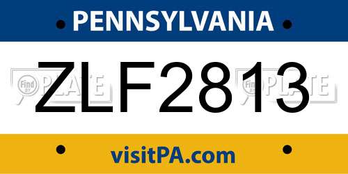 ZLF2813 Pennsylvania License Plate