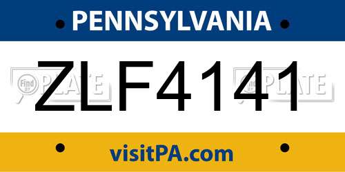 ZLF4141 Pennsylvania License Plate