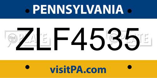 ZLF4535 Pennsylvania License Plate