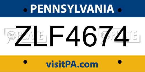 ZLF4674 Pennsylvania License Plate