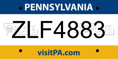 ZLF4883 Pennsylvania License Plate