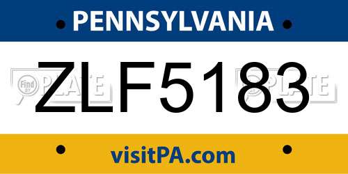 ZLF5183 Pennsylvania License Plate