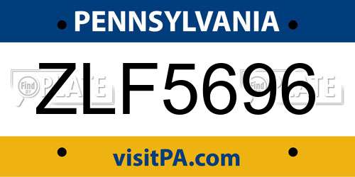 ZLF5696 Pennsylvania License Plate