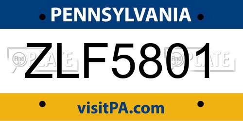 ZLF5801 Pennsylvania License Plate