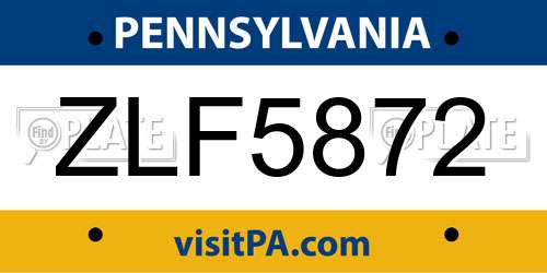 ZLF5872 Pennsylvania License Plate