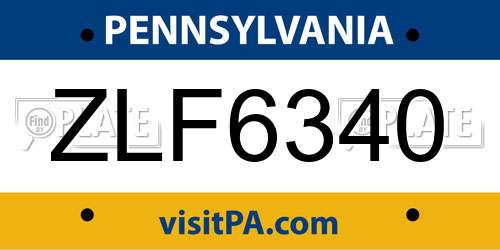 ZLF6340 Pennsylvania License Plate