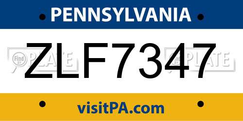 ZLF7347 Pennsylvania License Plate