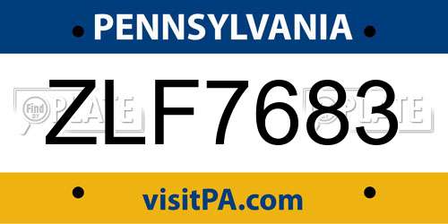 ZLF7683 Pennsylvania License Plate