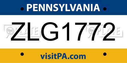 ZLG1772 Pennsylvania License Plate