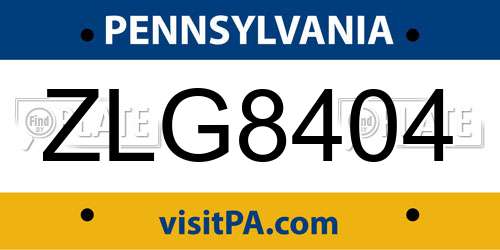 ZLG8404 Pennsylvania License Plate