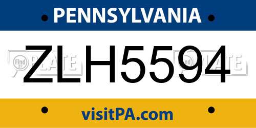 ZLH5594 Pennsylvania License Plate