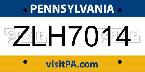 ZLH7014 Pennsylvania License Plate