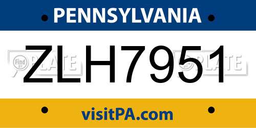 ZLH7951 Pennsylvania License Plate