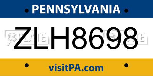 ZLH8698 Pennsylvania License Plate