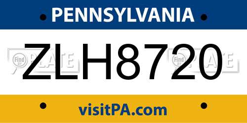 ZLH8720 Pennsylvania License Plate