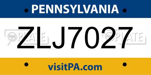 ZLJ7027 Pennsylvania License Plate