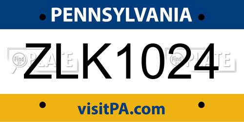 ZLK1024 Pennsylvania License Plate