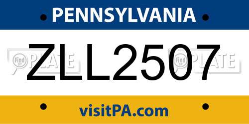 ZLL2507 Pennsylvania License Plate