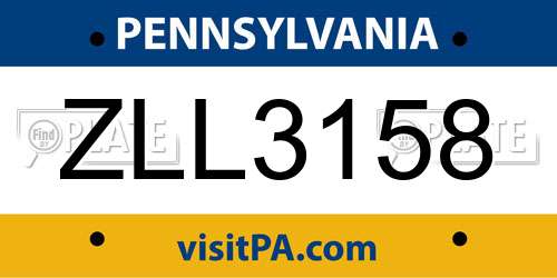 ZLL3158 Pennsylvania License Plate