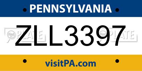 ZLL3397 Pennsylvania License Plate