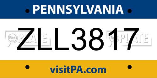 ZLL3817 Pennsylvania License Plate