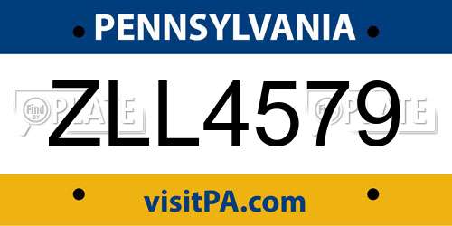 ZLL4579 Pennsylvania License Plate