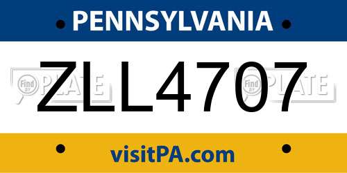 ZLL4707 Pennsylvania License Plate
