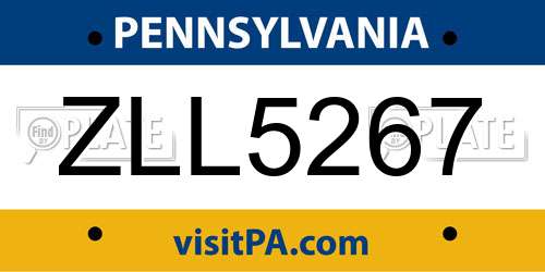 ZLL5267 Pennsylvania License Plate