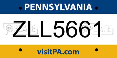 ZLL5661 Pennsylvania License Plate