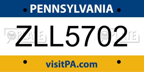 ZLL5702 Pennsylvania License Plate