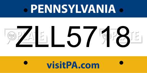 ZLL5718 Pennsylvania License Plate