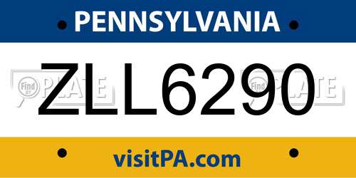 ZLL6290 Pennsylvania License Plate